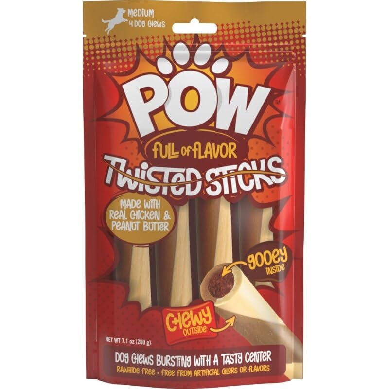 Fieldcrest Farms 7720 Nothin to Hide Pow Twisted Stix - Chicken & PB - Pack of 4