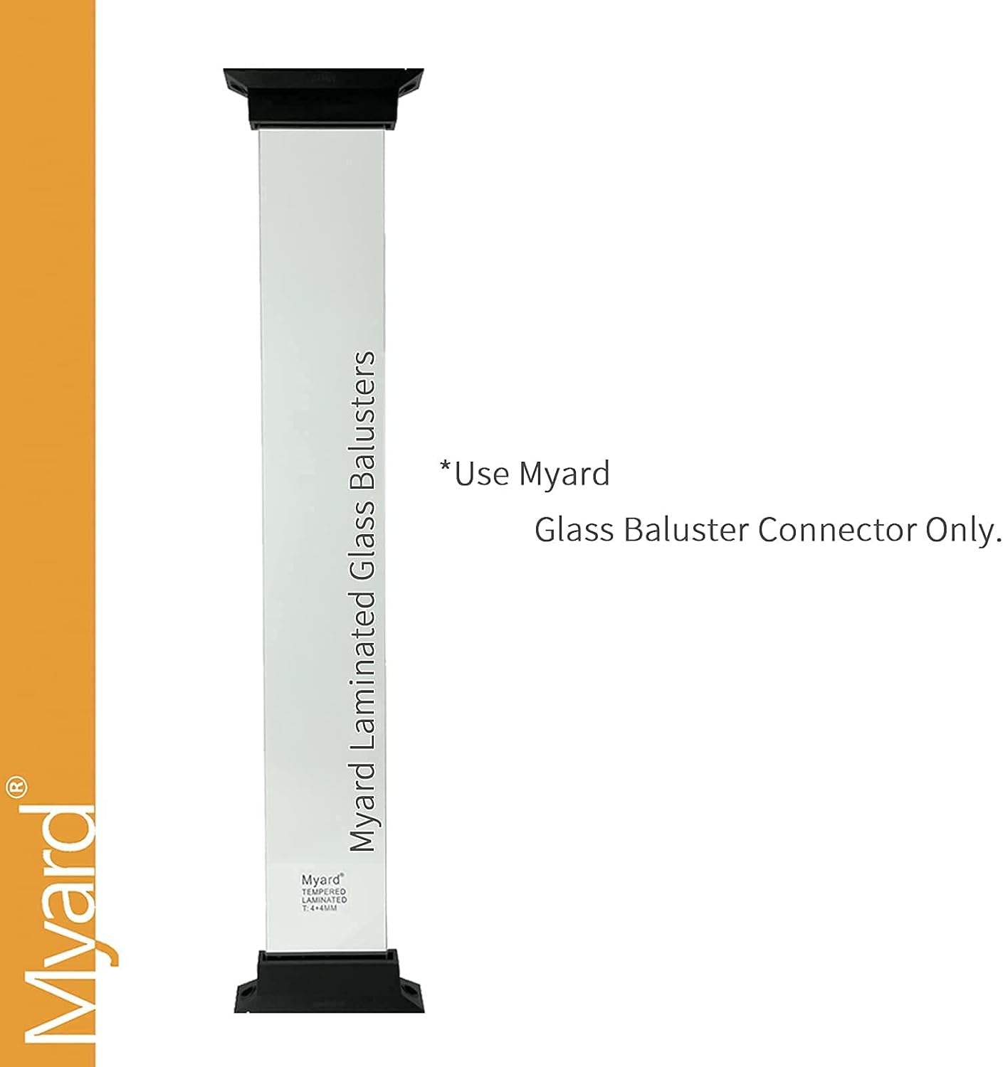 Myard 5-Pack 29 Inch Glass Balusters with Laminated & Tempered Glass Bundle with 10-Pack Glass Railing Clamp for Home, Villa, Hallway, Deck, Patio, Fence, Wood or Aluminum Railing Rails