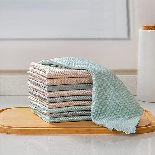 Luckinwish Fish Scale Microfiber Polishing Cleaning Cloth 5 Pcs (B)