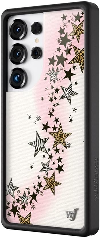 Wildflower Cases - Compatible with Samsung Galaxy S25 Ultra | Protective Black Bumper, 4ft Drop Test, Women Owned Small Business | Stars Animal Leopard Zebra Print Trendy Cute | Collab - Katie Fang