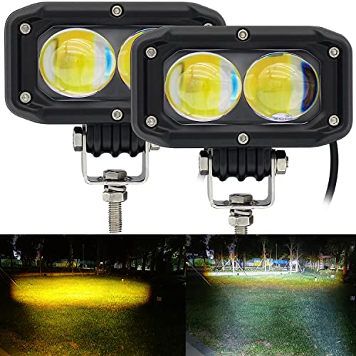 STDYSUN LED Driving Fog Lights Motorcycle Fog Lights Dual Color Amber/White 2Pcs...