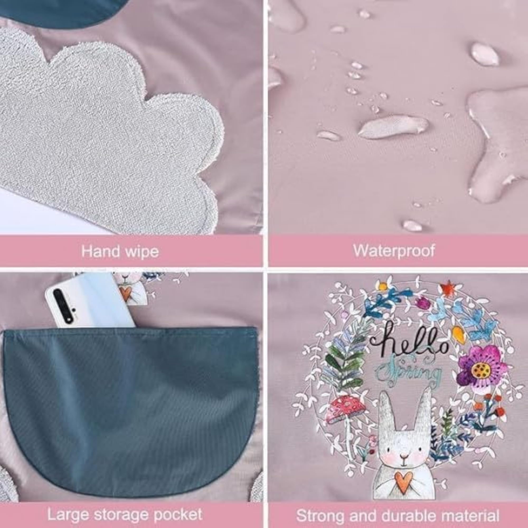Unisex Waterproof Kitchen Apron with Hand Wipe Towel Pockets