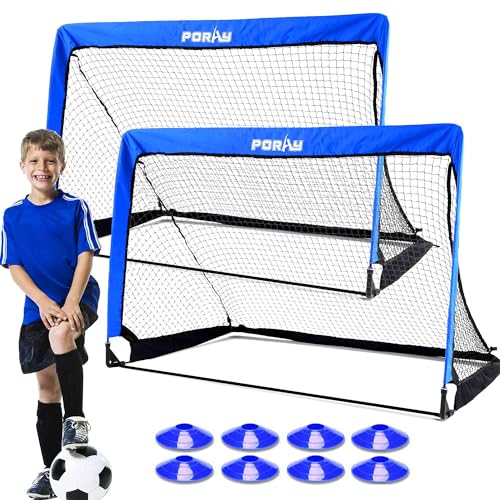 Soccer Goal Net for Kids & Adults,Pop Up 4FT Soccer Goal with 210D Oxford & 8 Field Marker Cones &Extra Stakes,Birthday Gift & Fun for Backyard and Soccer Training