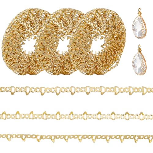 PH PandaHall 3.2yards 18k Gold Plated Copper Bezel Strip Gallery Wire Copper Craft Wire Gemstone Bezel Settings Blank for DIY Handmade Necklace Earring Bracelet Jewelry Making Women