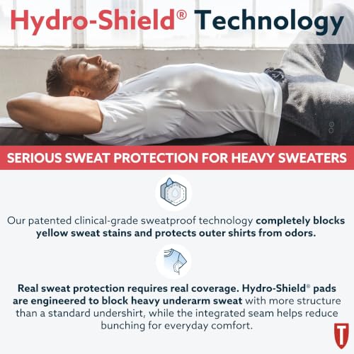 Image of Sweatproof Undershirt for Men w / Underarm Sweat Pads (Original Fit, Deep V-Neck)
