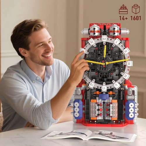 Mould King Cyberpunk Clock Building Blocks Set 10187, 1601 PCS App-Controlled Engine Clock Model with Battery & Motor, Functional Desk Clock for Adults Age 14+ by Mould King - Image 6