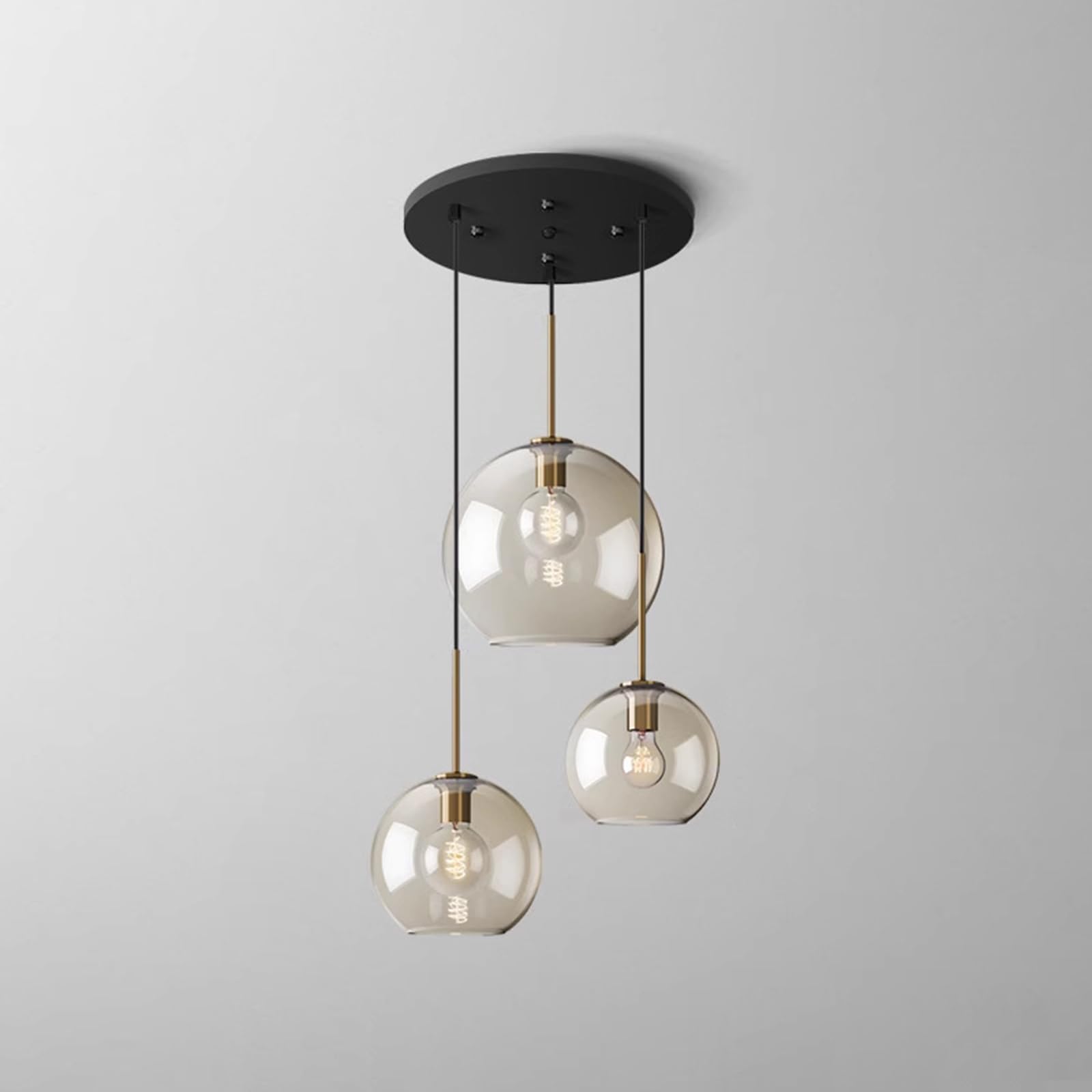 LYMSXAZOU Modern Amber s nt Light Adjustable Height E27 Ceiling Lamp Brushed d h3Light Fixture for Bedroom Dining Room Hallway
