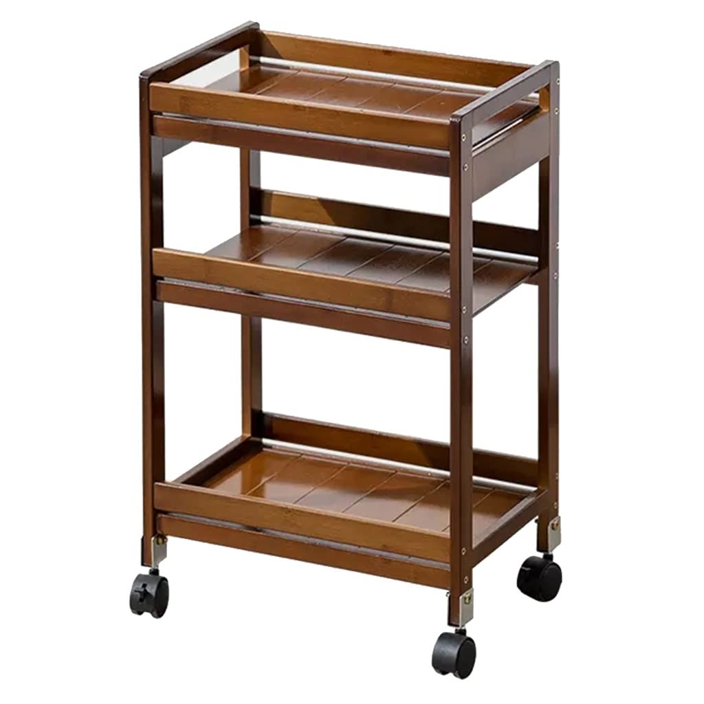 Carrello portaoggetti con 3 ripiani, carrello mobile da cucina su ruote, versatile carrello in legno per bagno, lavanderia e organizzazione bar