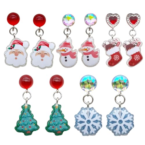JYNXOR 5 Paar Weihnachtsohrringe, Klipp Ohrringe Kinder Mädchen,...