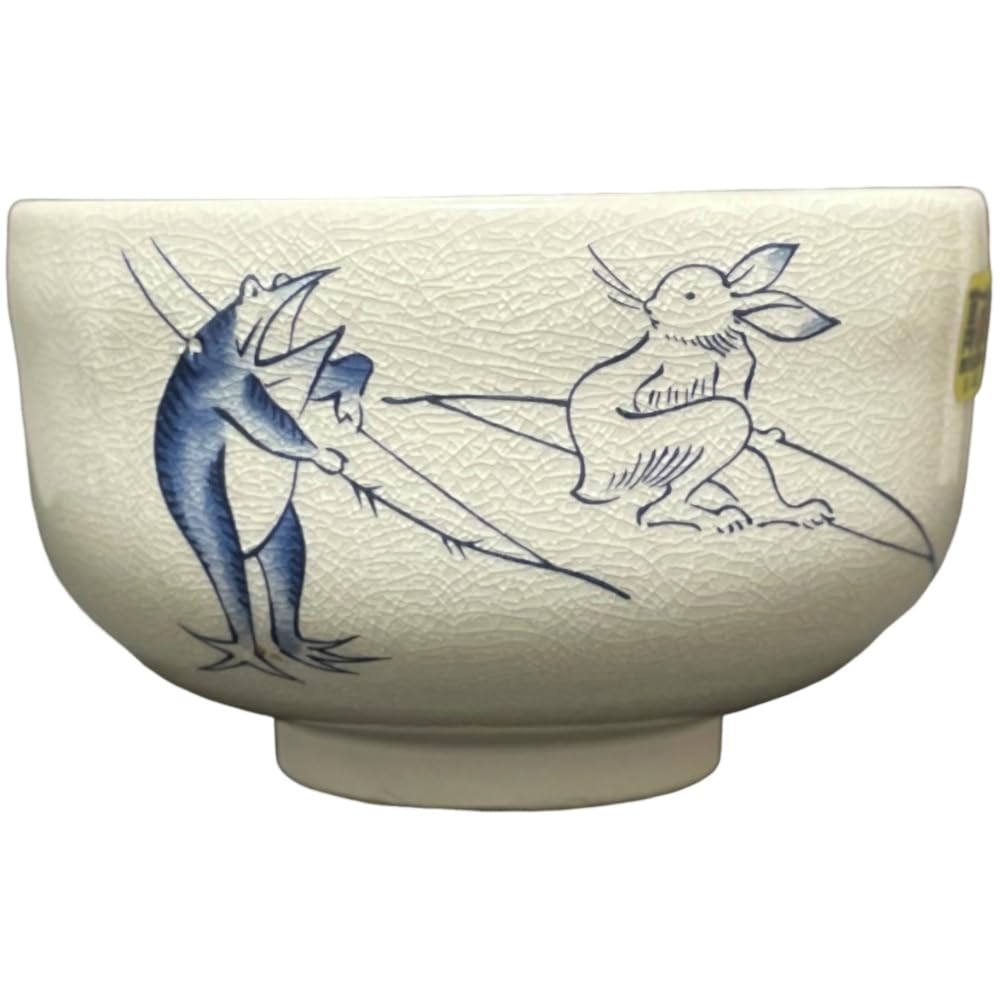 Amazon｜エールネット(Ale-net) 抹茶碗 白 鳥獣戯画 陶器 萬古焼 日本