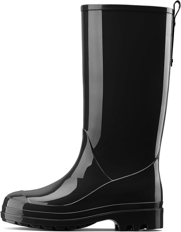 HISEA Women's Tall Rain Boots Waterproof Knee-High Booties | Non-Slip Lug Sole & Pull Tab for Gardening, Farming, Rainy Commutes, Yard Work & Outdoor