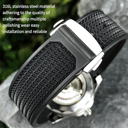 Bracelet de montre Omega 326 sport noir en silicone idéal pour le running et le quotidien 21mm - 4