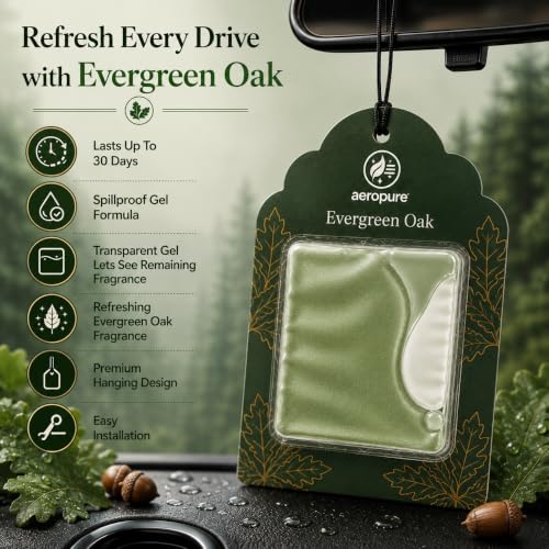 Image of Aeropure Gel Wink Hanging Car Perfume | Long-Lasting Gel Based Car Air Freshener | Car Accessories | Last Up to 30 Days | Evergreen Oak - Pack of 3