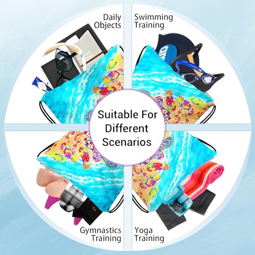 Image of Gymnastics Grip Bag Coastal Pouch String Bag for Travel Colorful Flip Flop Print