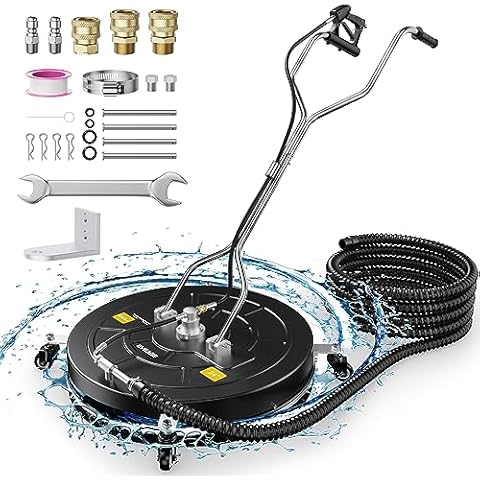 EVEAGE 24" Pressure Washer Surface Cleaner with Water Recovery System, Dual Handle Stainless Steel Housing Power Washer Surface Cleaner Perfect for Driveways, Sidewalks,Patios,Decks Cleaning(BK24-01) Cover
