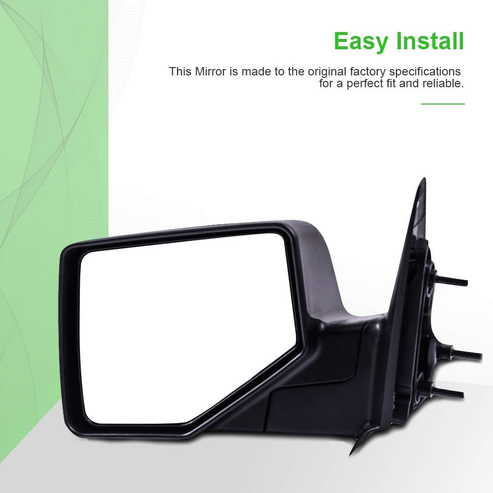 SCITOO Driver Side View Mirror Compatible with 2006 2007 2008 2009 2010 2011 For Ford Ranger Manual Folding Non-heated Manual adjustment Black Left Outside Exterior Mirror FO1320283