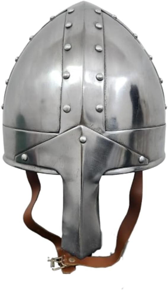 Medieval Nasal Norman Costume LARP Silver Knight Spartan Helmet Cosplay Armor for Viking, Knight and Spartan Costume