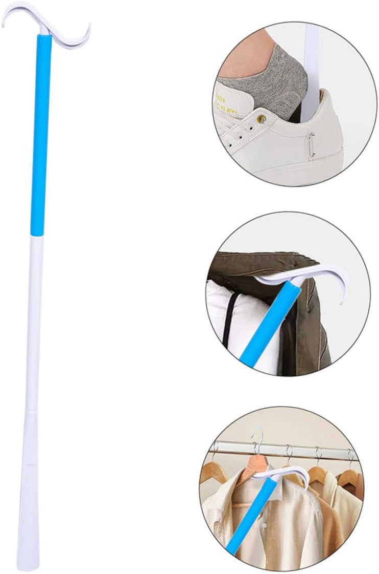 Healeved 2pcs Long Handle Shoehorn for Elderly Pregnant Disabled Multi-functional Dressing Aid Sock Helper Home Hospital Nursing Home Use