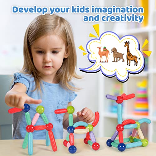 Milk Frog Magnetic Balls And Rods Set 68 Pcs,Magnetic Building Blocks Toys For Kids,Magnetic Sticks And Balls Set With Storage Box,Stem Preschool Magnet Toys, For 3+ Toddlers,Boys,Girls #TOP3