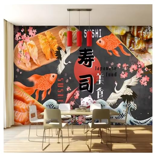 Papier peint restaurant japonais 3D pour transformer un mur vide en authentique izakaya gourmet
