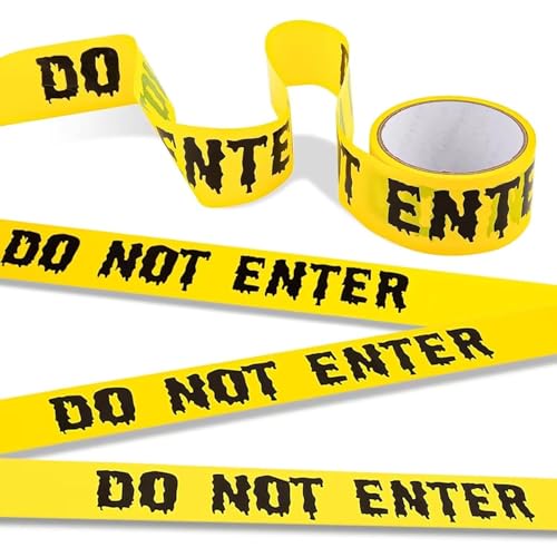 Tiokkss Halloween Caution Tape Roll 4.8CM*25M Scary Party Halloween Decorations Indoor Outdoor Yellow Do Not Enter Tape.Hazard Warning Barricade Safety Tape For Party