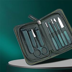 Manicure Set Pedicure Sets Nail Clipper Stainless Steel Nail Cutter Tools with Travel Case Kit,Silver (Green)