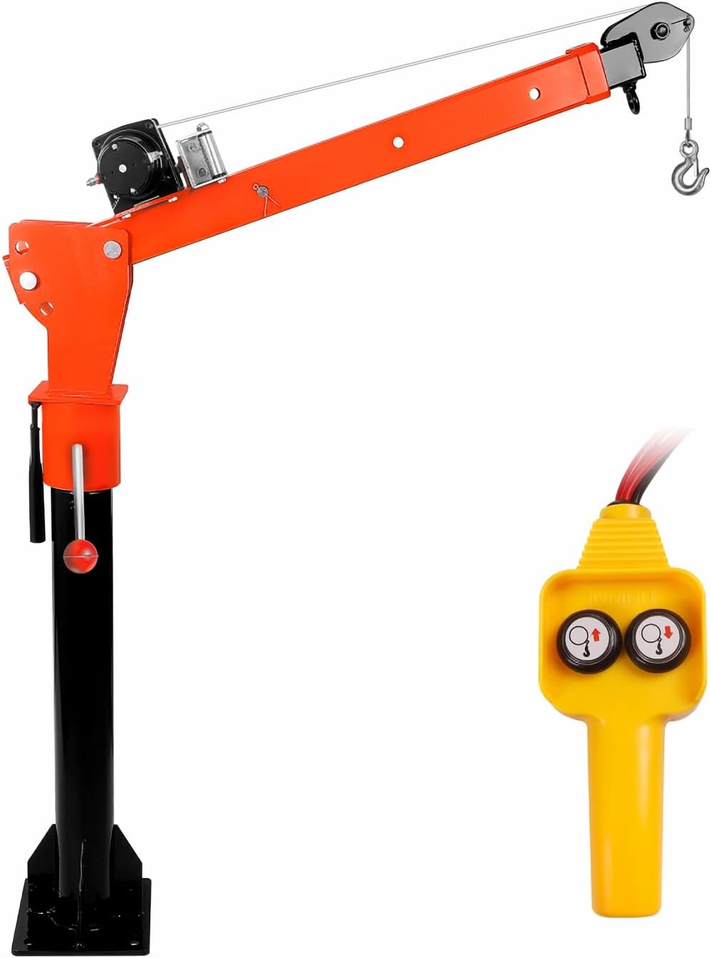 Electric Pickup Truck Crane Household Jib Crane Truck with Electric Winch 3500 lbs 12V 1100 lbs Capacity Electric Hoist Pulling Force for Factories, Warehouses, Construction & Building