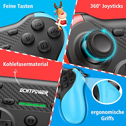 Image of ECHTPower Switch Controller with Hall Effect Joystick, Pro Controller with Adjustable Joystick Sensitivity, Hall Effect Controllers, Wireless controller for Nintendo Switch /Lite /OLED