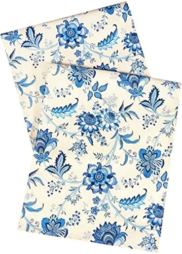 Blue Floral Table Runner Table Decorations Table Cloth Table Runners 90 Inch Table Linens