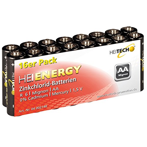 Preisvergleich Produktbild Heitech Zinkchlorid-Batterien Typ Mignon AA 16er-Pack