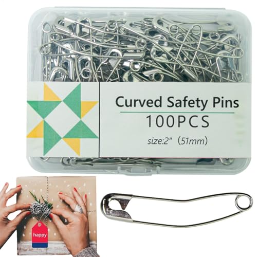 Miniatura 9 de Alfileres Para Acolchar Curvos,Imperdibles Curvos - 100 Piezas De Pasadores De Seguridad Curvos,Alfileres De Costura De Alambre De Acero Al Carbono Niquelado Para Hacer Joyas, Coser, Acolchar, Tejer Y