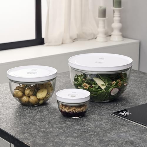 Image of ZWILLING Fresh & Save BOWLS 3-pc Glass Vacuum Bowl Set | Airtight Vacuum Bowls Keep Leftovers Fresher Longer. Freezer, Microwave & Dishwasher Safe.