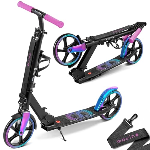 Movino Infinity Scooter para los Jóvenes y Adultos, Plegable, Ruedas Grandes de 200 mm, Portabotellas, Correa de Transporte