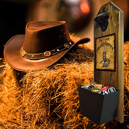 I'm Your Huckleberry Bottle Opener And Cap Catcher - Handcrafted By A Vet - 100% Solid Pine 3/4" Thick - Great Gift For Man Cave, Home Bar Or Saloon! #TOP1