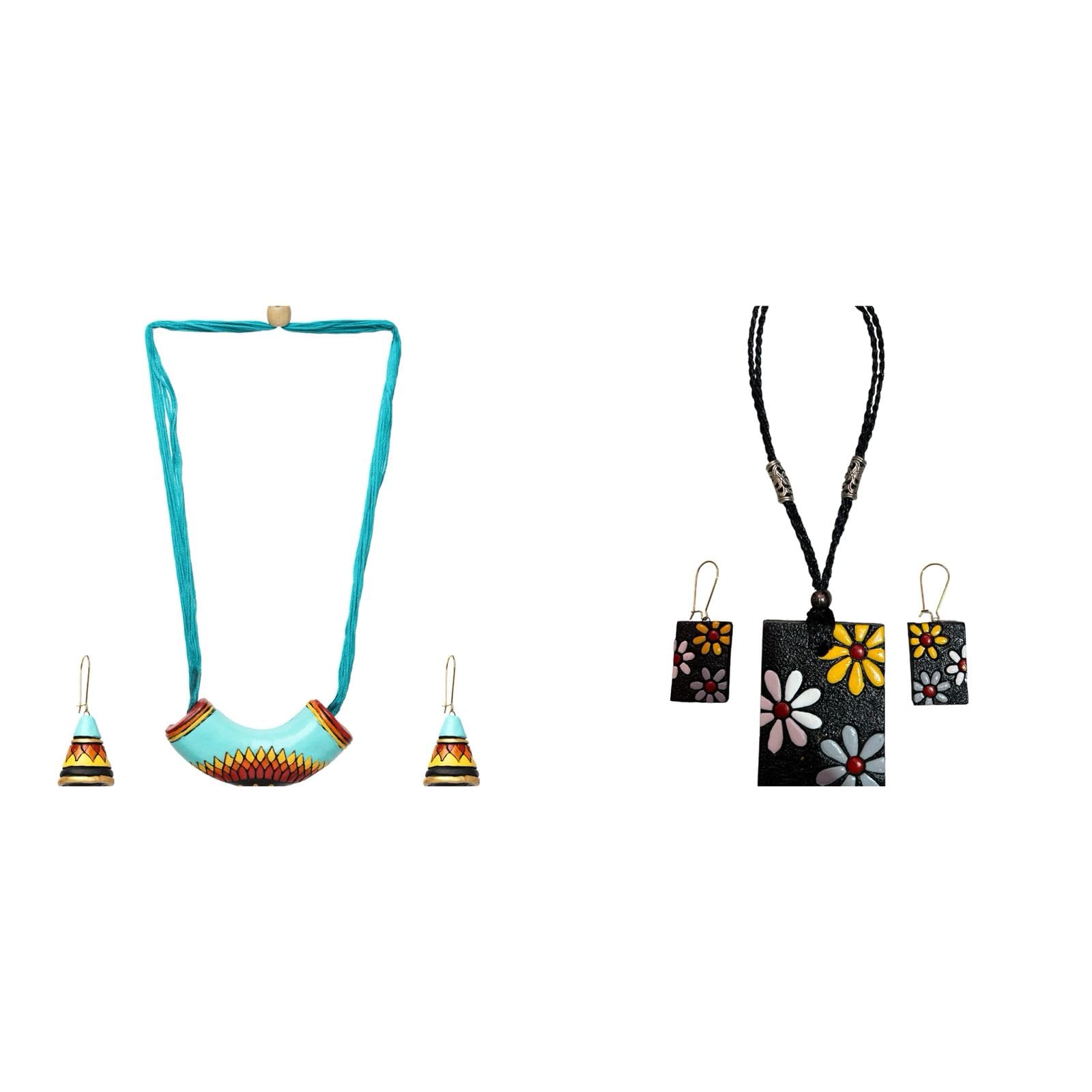 Le bijouxisticHandmade Necklace Set for Women and Girls, Terracotta Jewellery Necklace Earring Set Traditional Jewelry Necklace Earring