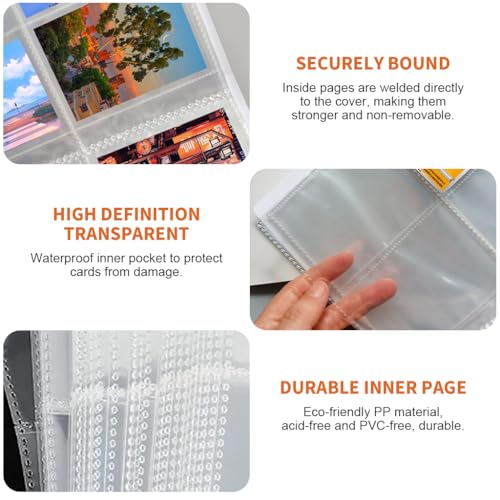 Image of PATPAT 540 Pockets 2.6x3.58 inches Per Cell Card Holder, Trading Cards Organizer Holder Double Sided Transparent Card Collection Book with Snap Button Closure Game Trading Card Holder