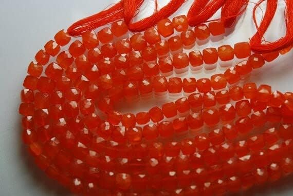 Carnelian faceted 3d cube 6-7mm solution pour des designs de bijoux relief - 3