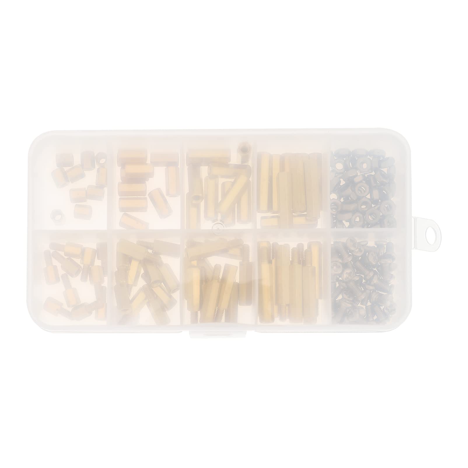 Screw Nut Assortment Kit: Copper Pillar Hexagonal Copper Stud Set- Male Female Hex Brass Spacer Standoff with Screw Nut Assortment Kit 180pcs-image-48