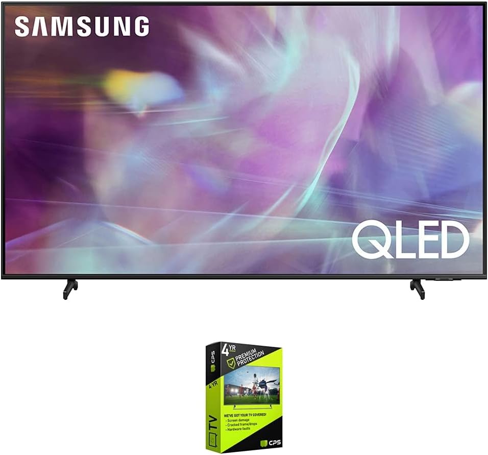 Samsung QLED TV displaying a vibrant image of flamingos with text '100% Color Volume with Quantum Dot'