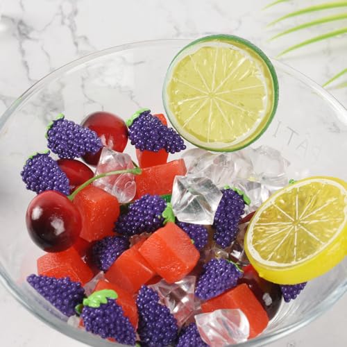 Miniature Artificial Grapes, 15 Pcs Resin Simulation Grapes Artificial Mini Fruits for Home Mini Kitchen Cabinet Props DIY Crafts Decor, Dark Purple - Image 4