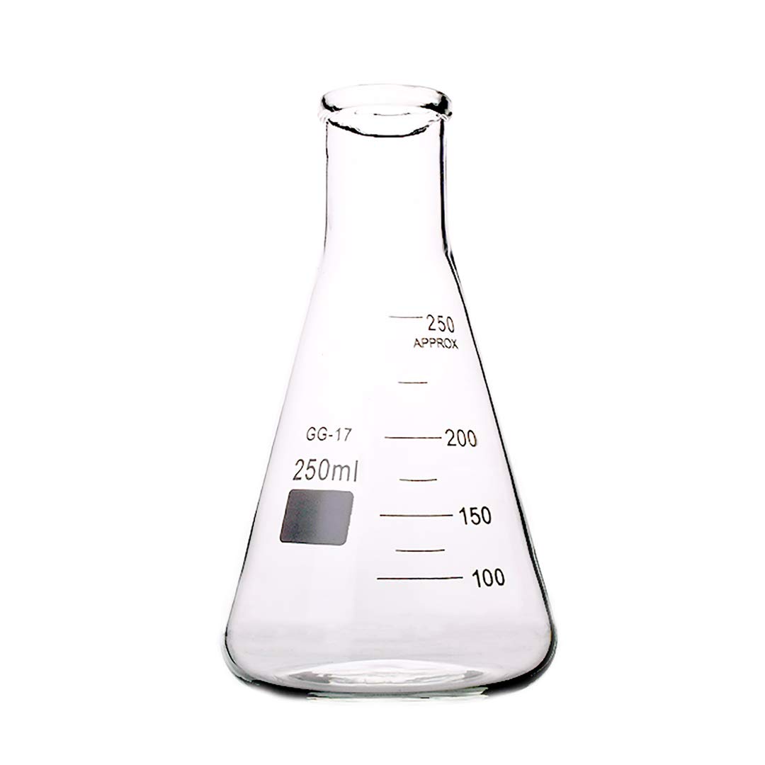 Matraz Erlenmeyer de vidrio de borosilicato - Matraz cónico de 50 ml a 5000 ml con graduaciones for uso en laboratorio(250ml)