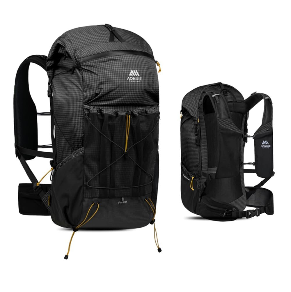 AONIJIE Mochila de gran capacidad de 42L para escalada al aire libre, camping, senderismo, trekking, montañismo, Negro , L, Diseñador