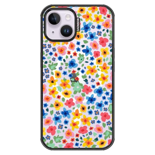 Coque MagSafe pour iPhone 14 antichoc imprimé fleuri pour le quotidien