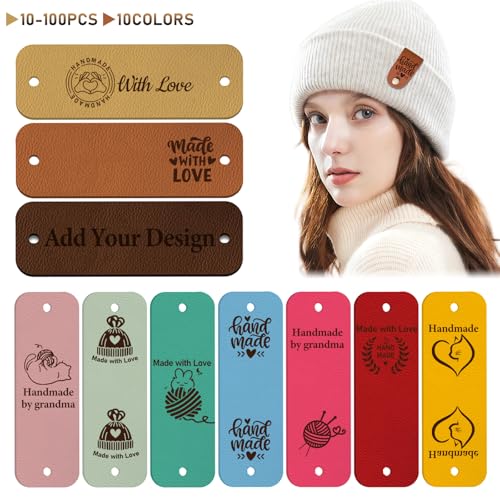 2.5×0.8''Personalized Leather Tags for Crochet...