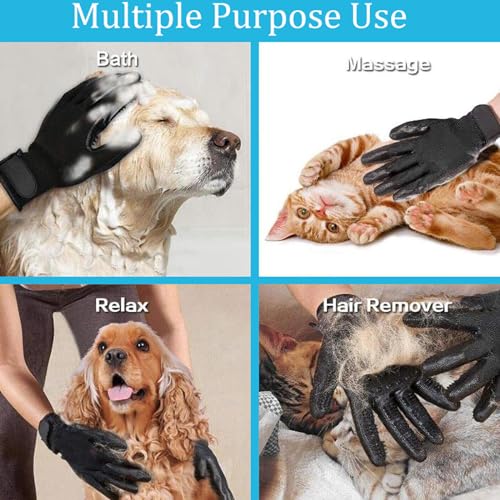 Handschuh Enthaarungshandschuhe für Hunde Katzen, Haustierpflege Fellwechselpflege Putzhandschuhe Pet Bürste Grooming Gloves Pet Massagege, EIN Paar, Blau