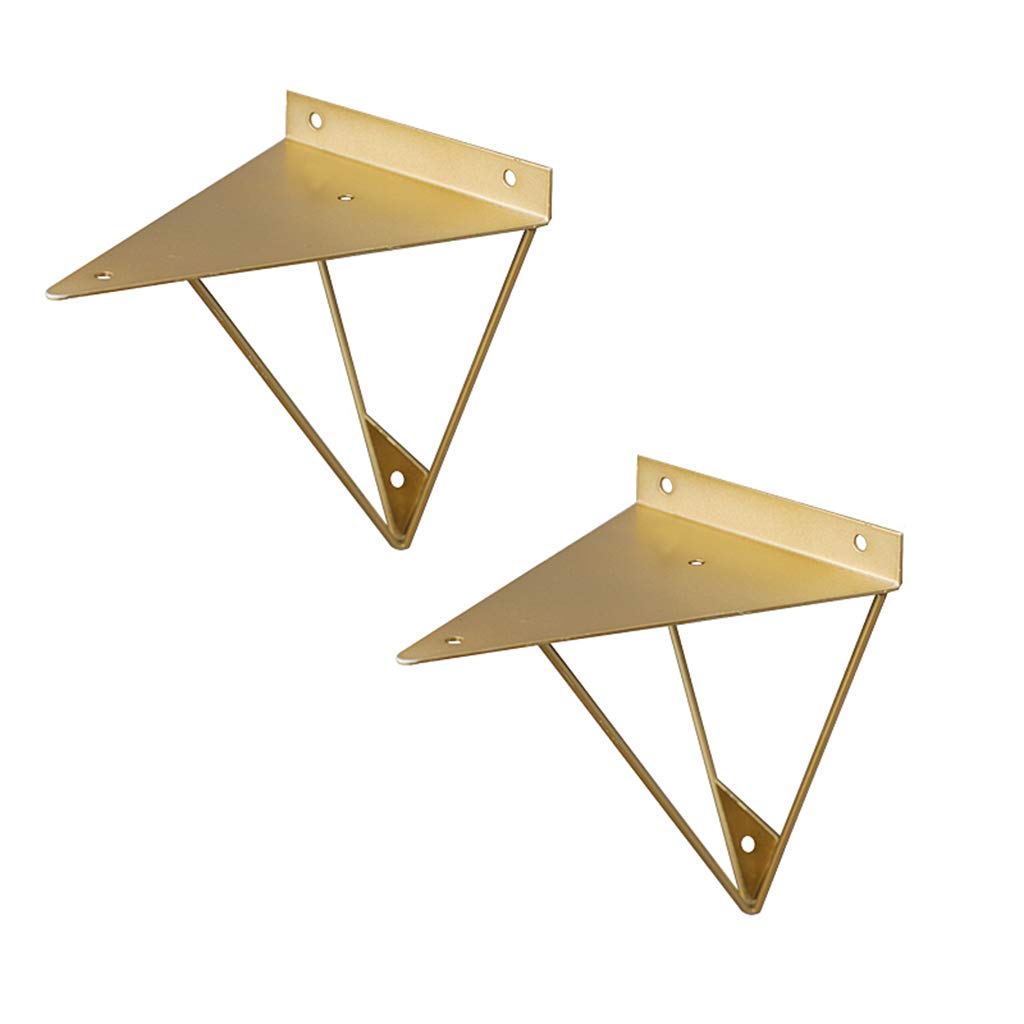 YAUI Prism Shelf Brackets, Multipurpose Wall Mount Geometric Brackets for Floating Shelf, Industrial Metal Shelf Bracket - Metal Set of 2(White/Black/Gold)