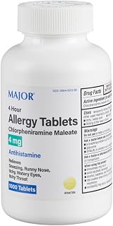 MAJOR 4 Hour Allergy Tablets - Chlorpheniramine Maleate - 4 mg - Antihistamine - 1000 Count (1 Pack)