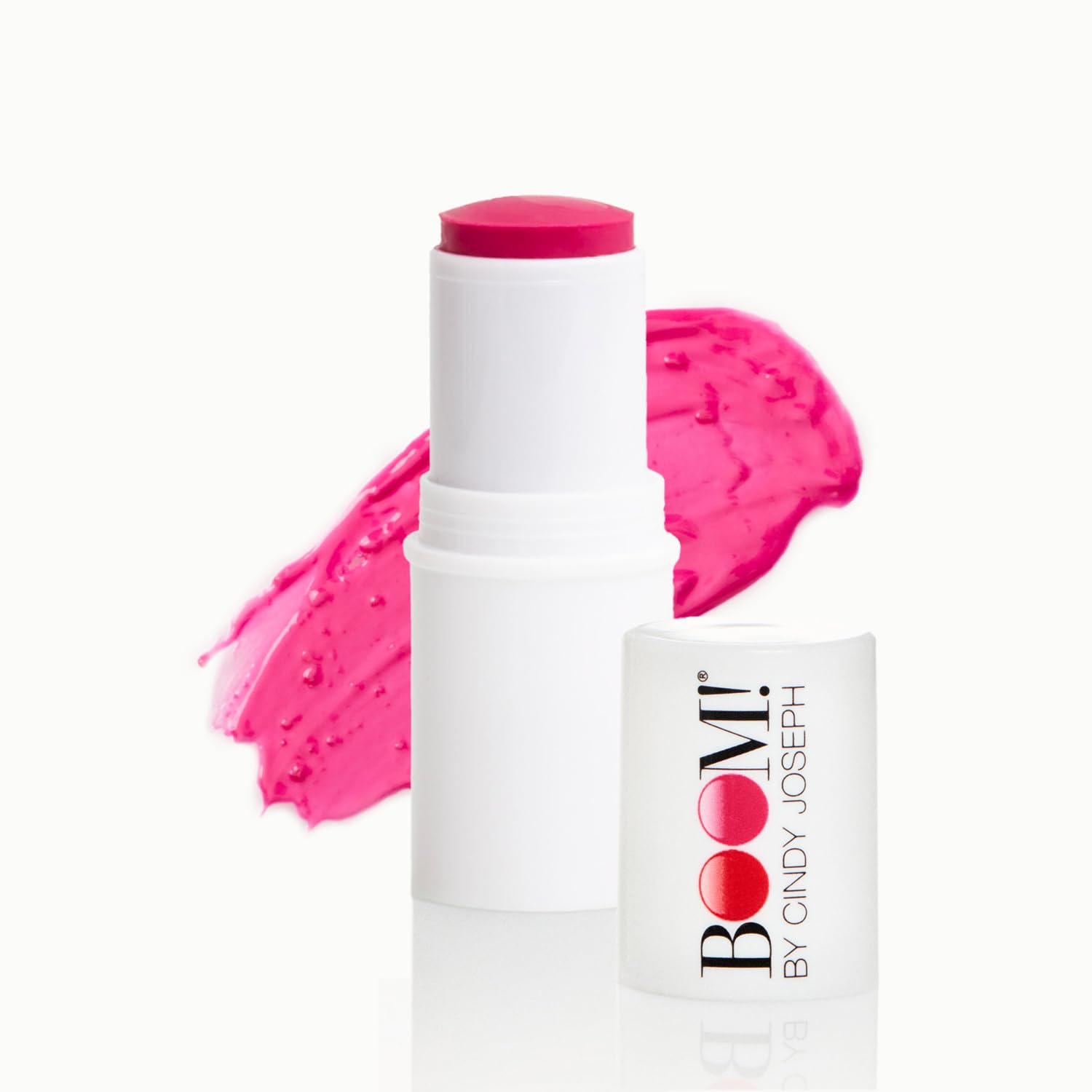BOOM! by Cindy Joseph Boomstick Peony Pink, 3-in-1 Cream Blush Stick for Eyes, Lips & Cheeks, Long-Wearing Blendable & Buildable Colour for Mature Skin, Vegan & Cruelty-Free