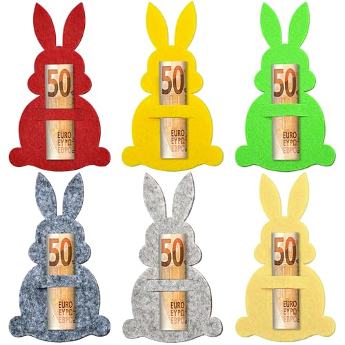 Regalo de Dinero de Pascua, 6 Piezas Adornos de Fieltro de Conejitos de Pascua, Embalaje de Regalos de Dinero de Pascua, Divertido Regalo Dinero, Divertida Decoración de Pascua para Niños Adultos