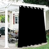 1 panel de cortina impermeable para exteriores, diseño de ojales en la parte superior, parasol con aislamiento térmico y cortina de privacidad para pérgola, jardín, porche, patio (negro, 52 x 119